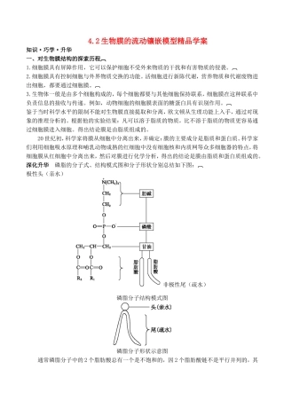 山西省运城市康杰中学高中生物 4.2 生物膜的流动镶嵌模型精品学案 新人教版必修1