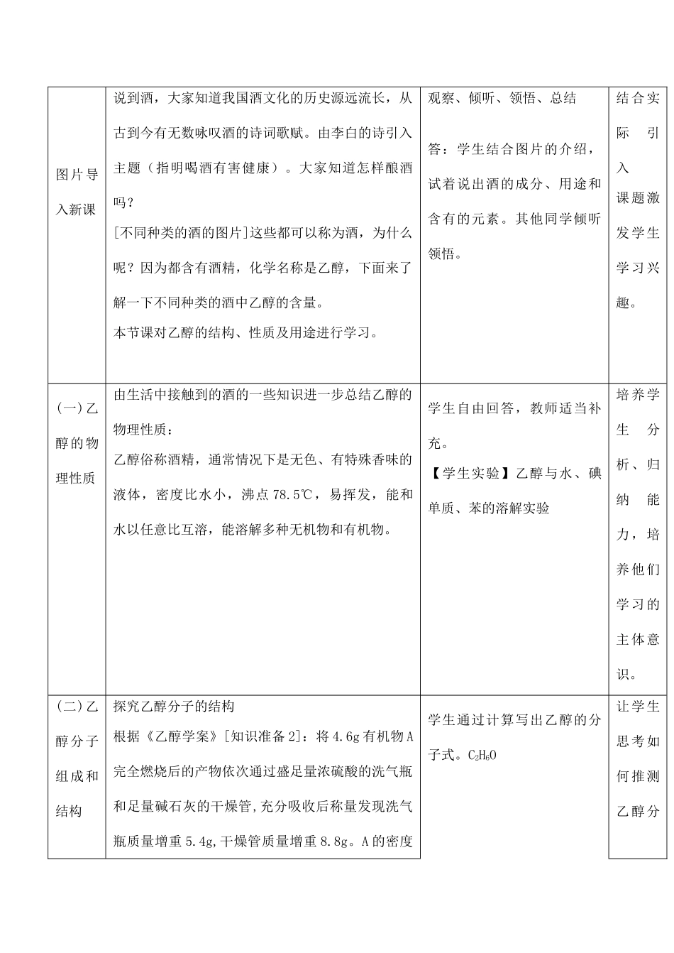 山西省运城市运城中学2015高中化学 第三章 第三节 生活中两种 常见的有机物 乙醇（第1课时）导学案 新人教版必修2_第3页