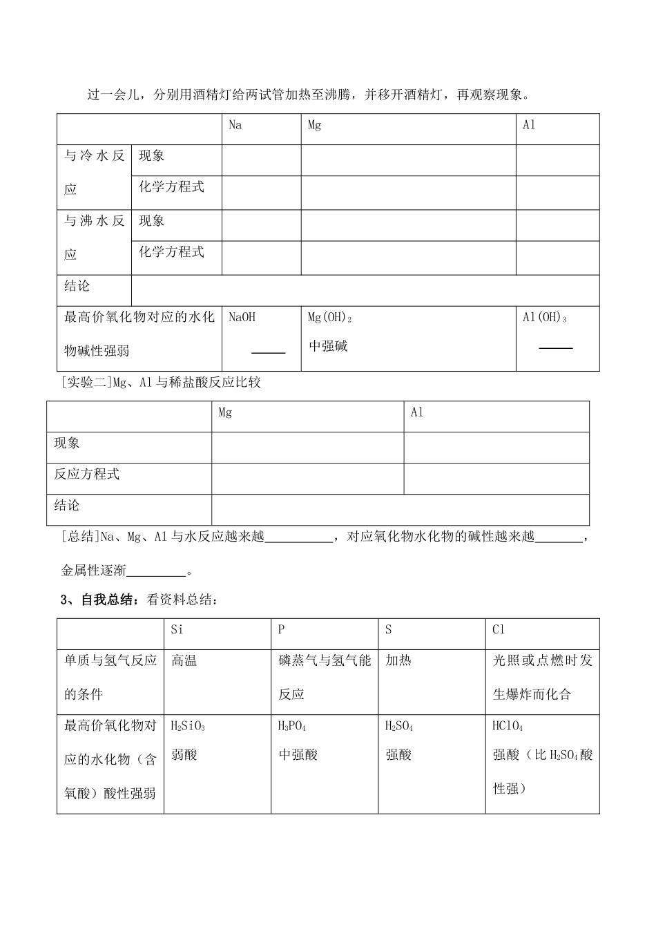 山西省运城市运城中学2015高中化学 第一章 第二节《元素周期律》（第2课时）学案 新人教版必修2_第2页