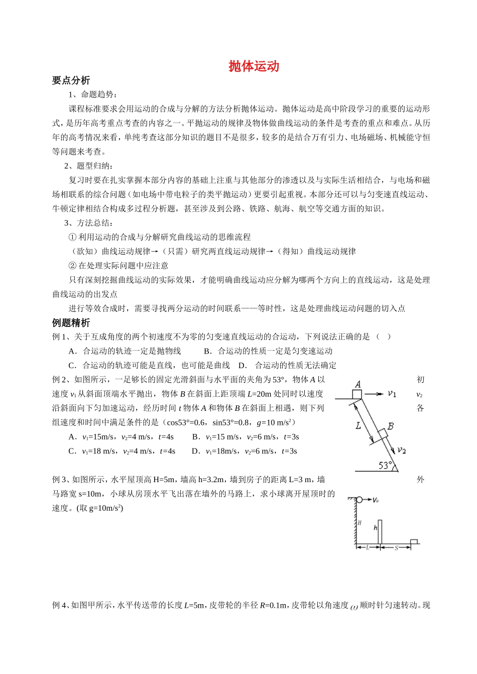抛体运动二轮复习学案_第1页