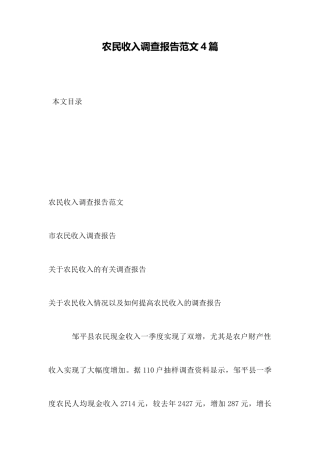 农民收入调查报告范文4篇