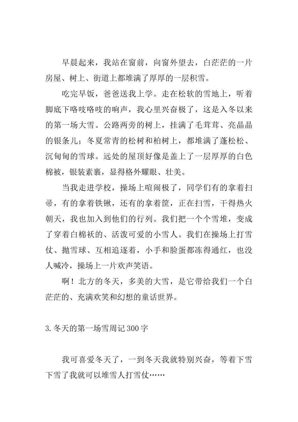冬天的第一场雪周记300字_第2页