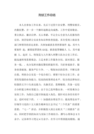 刑侦工作总结