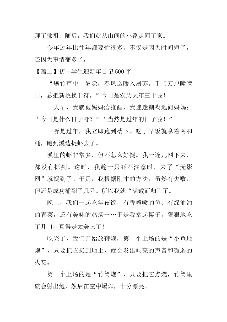 初一学生迎新年日记500字_第2页