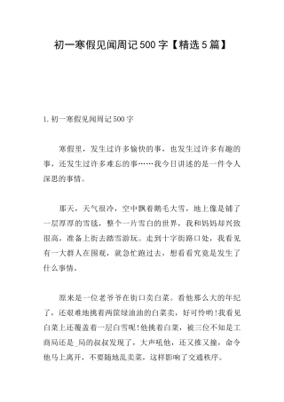 初一寒假见闻周记500字