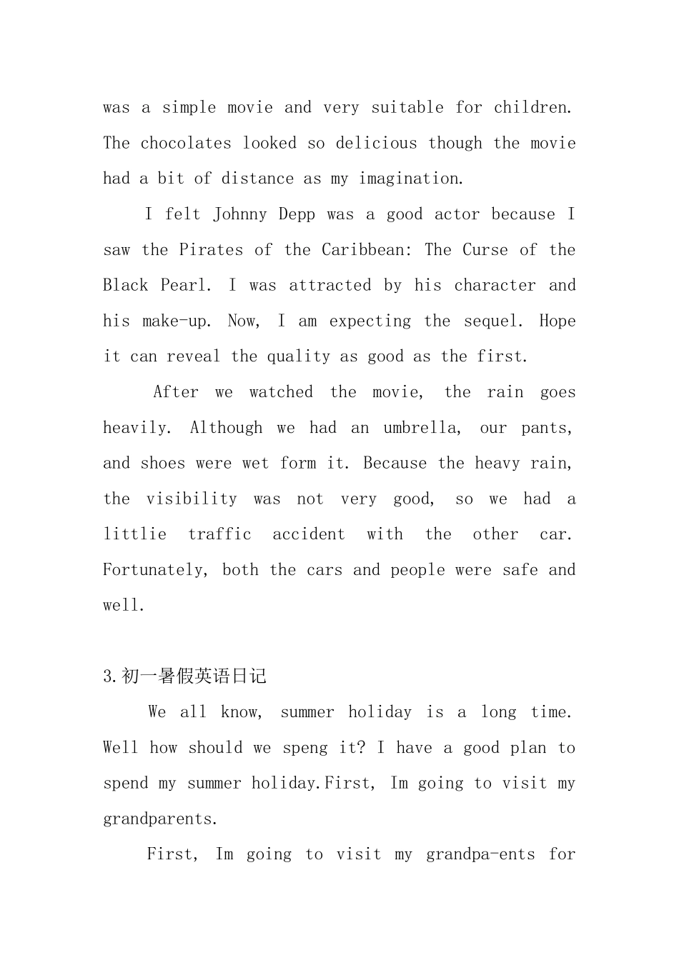 初一暑假英语日记大全_第2页