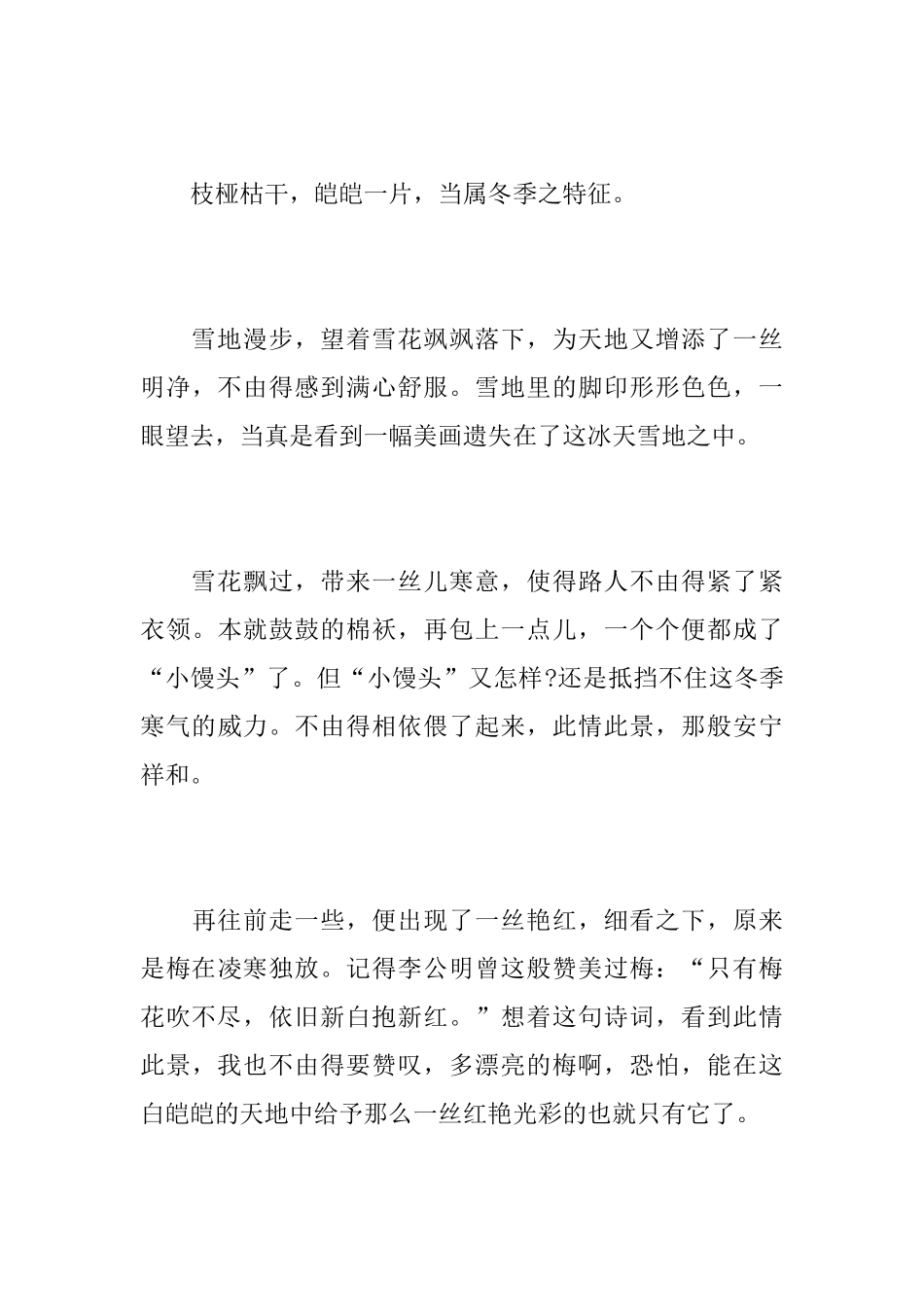 初三描写冬景的日记500字_第3页