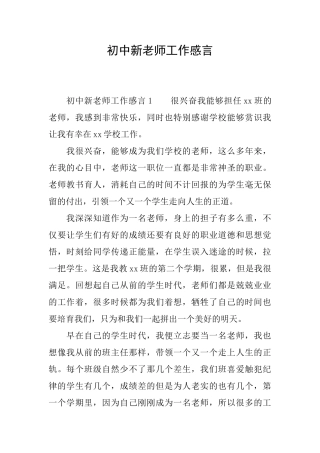 初中新教师工作感言