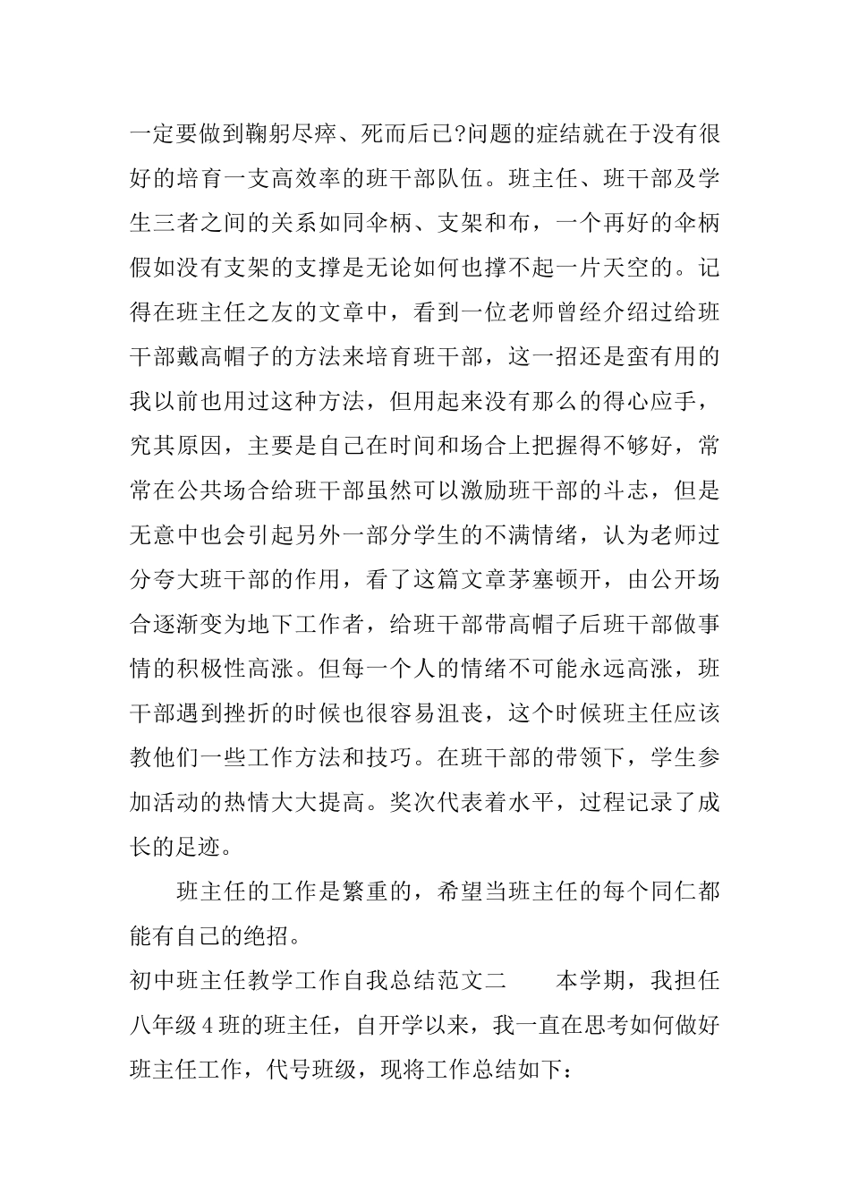 初中班主任教学工作自我总结范文_第3页