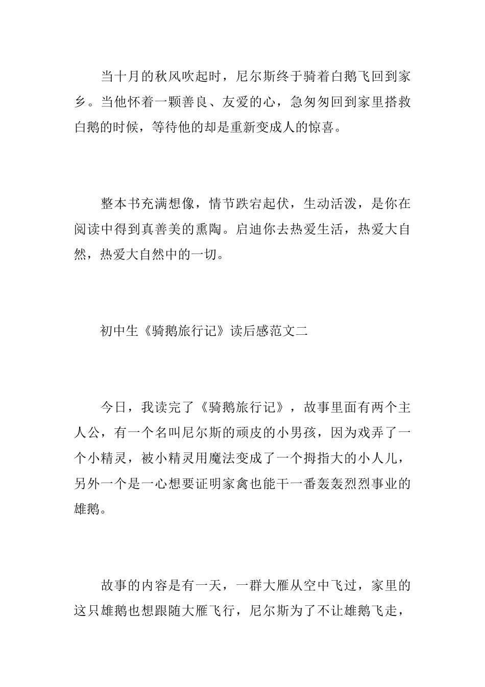 初中生《骑鹅旅行记》读后感范文_第2页