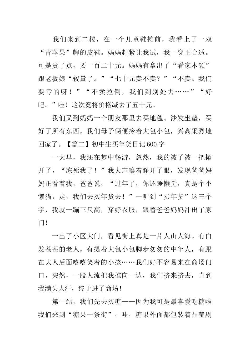初中生买年货日记600字5篇_第2页