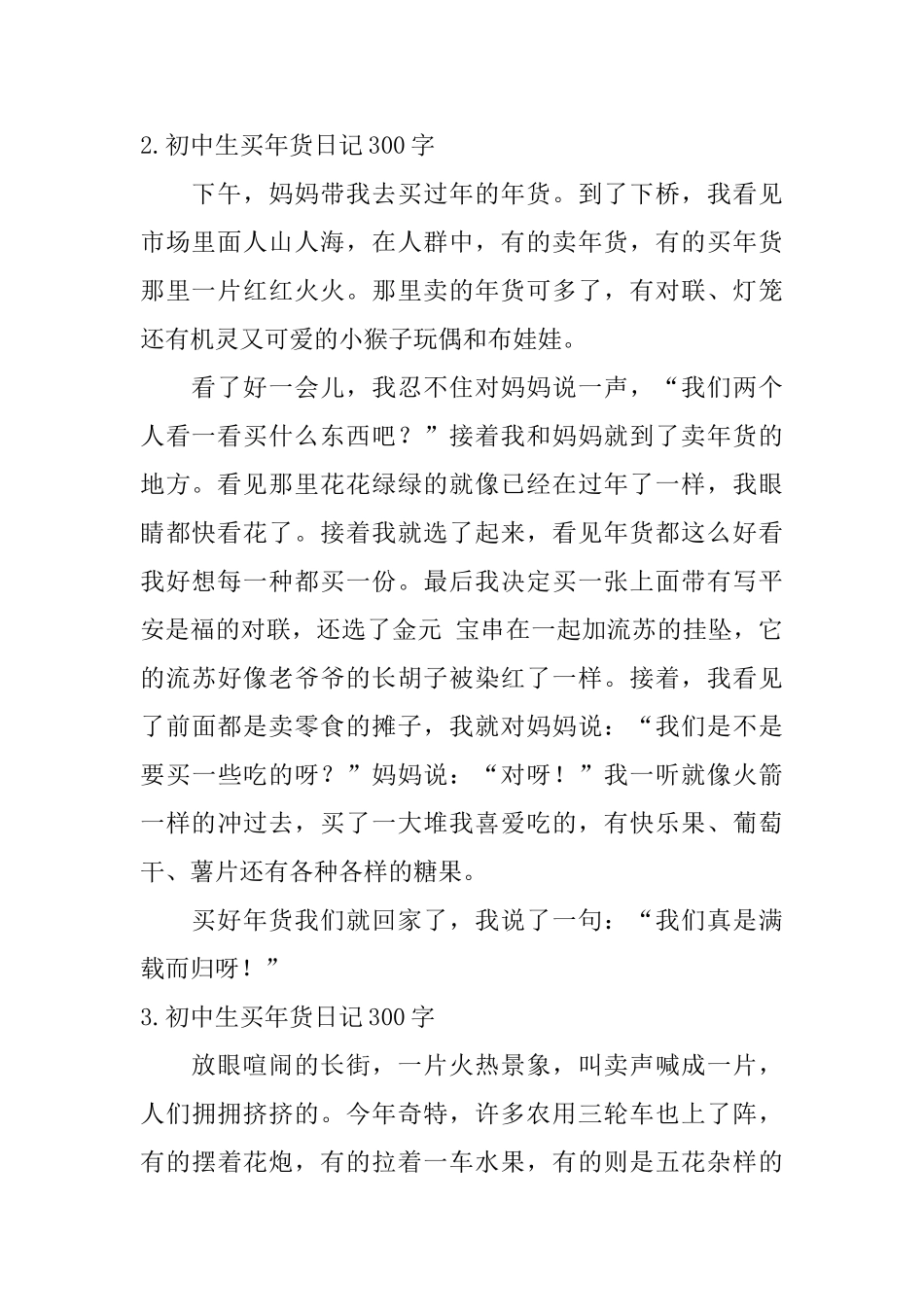 初中生买年货日记300字10篇_第2页