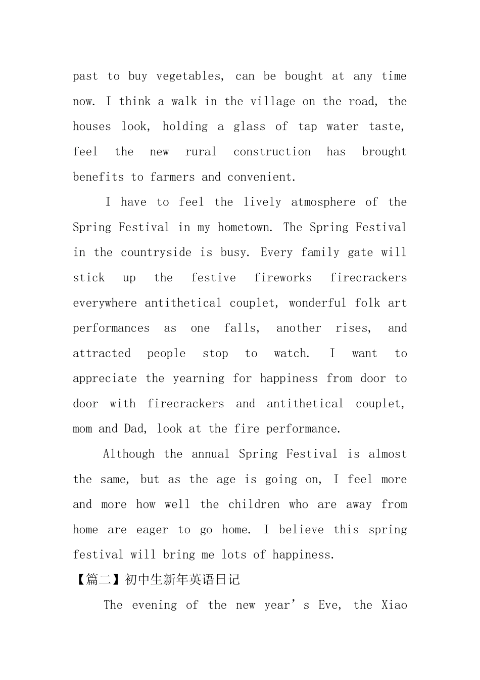 初中生新年英语日记五篇_第2页