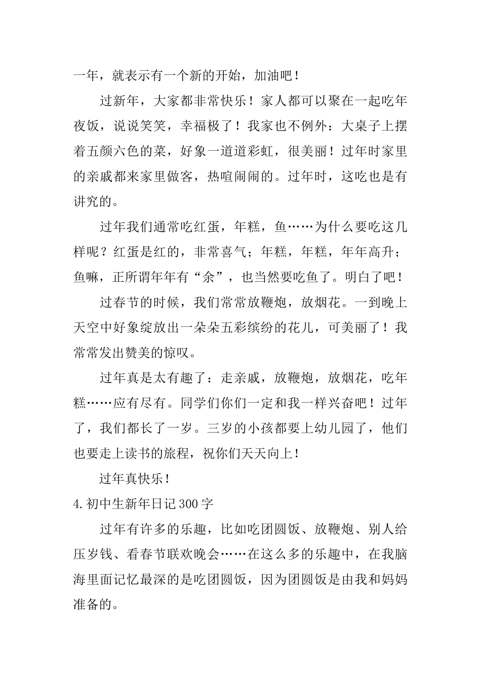 初中生新年日记300字10篇_第3页