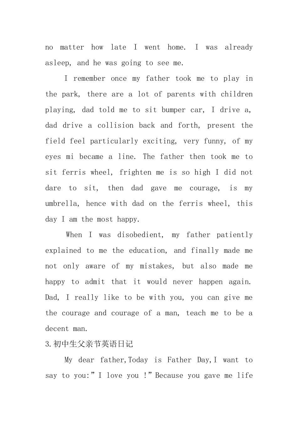 初中生父亲节英语日记大全_第3页
