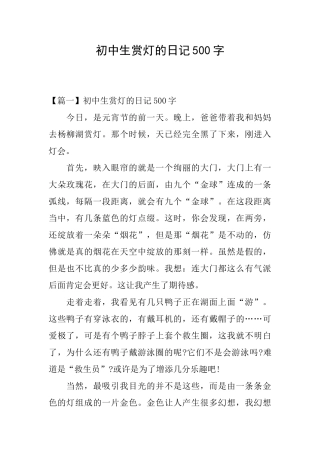 初中生赏灯的日记500字
