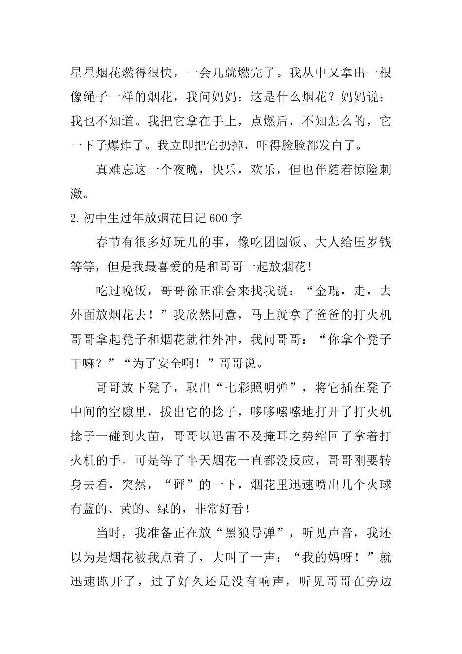 初中生过年放烟花日记600字5篇_第2页