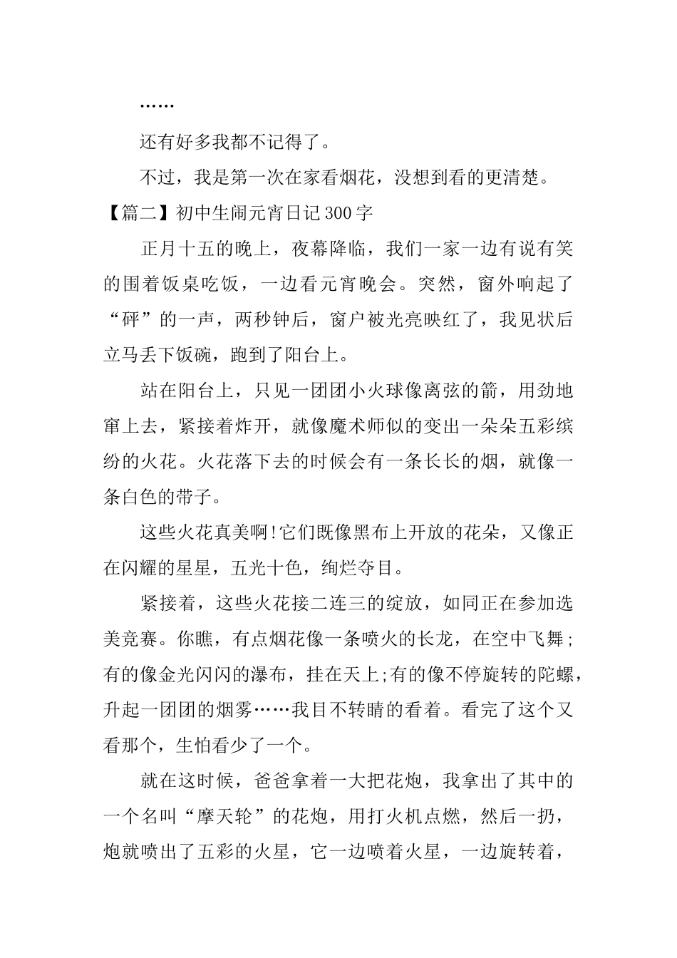 初中生闹元宵日记300字_第2页