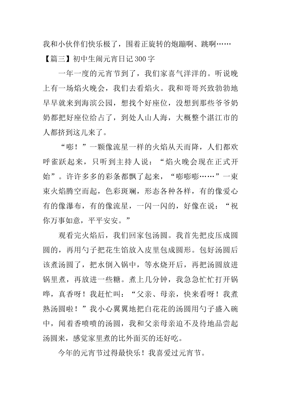 初中生闹元宵日记300字_第3页