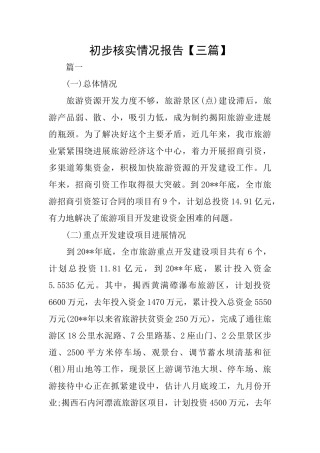 初步核实情况报告