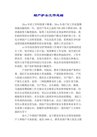 助产护士工作总结