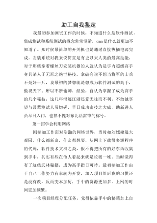 助工自我鉴定