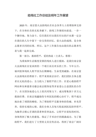 助残社工作总结及明年工作展望