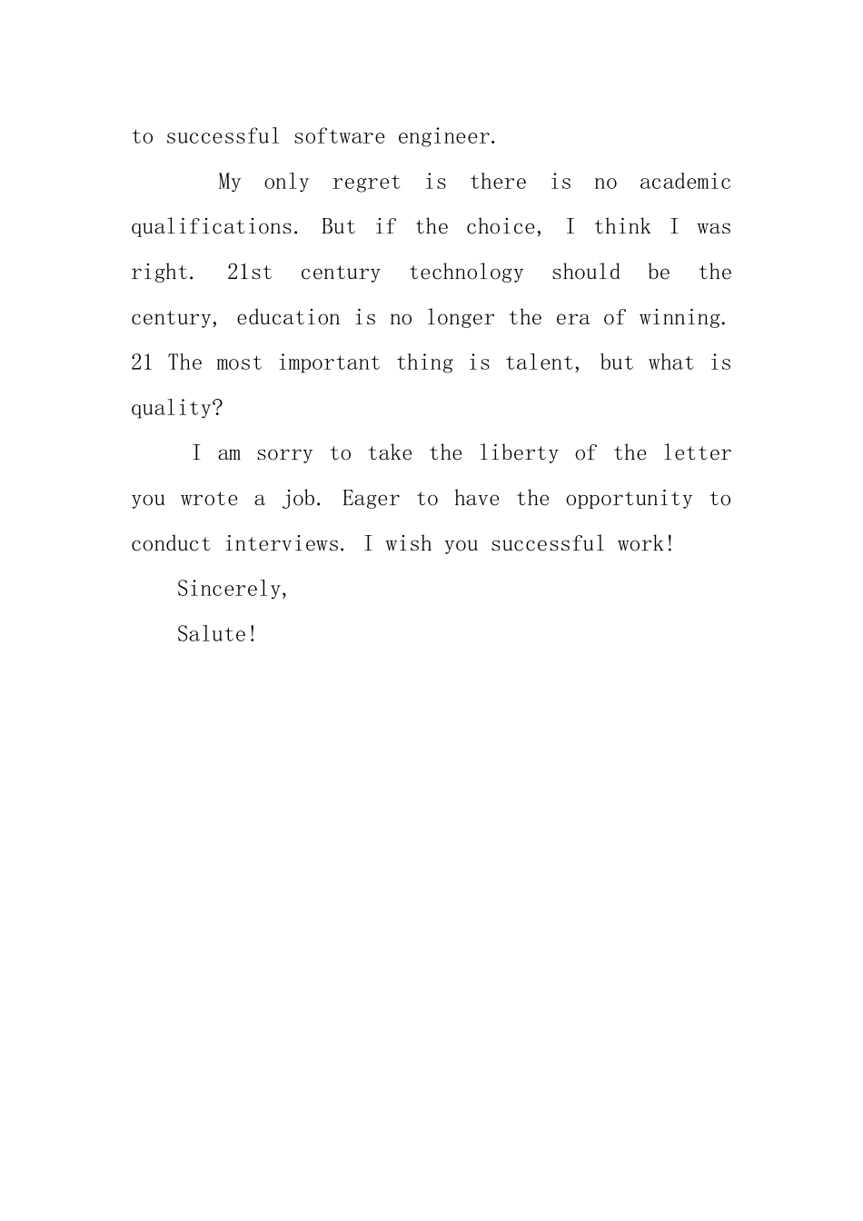 北大青鸟英文求职信_第2页