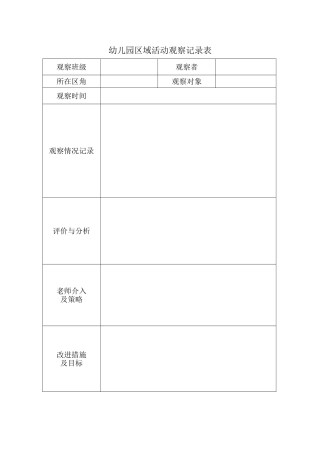 区域活动观察记录表