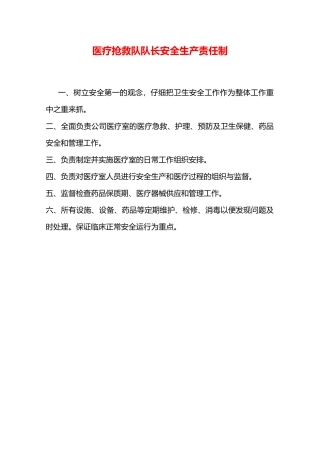 医疗救护队队长安全生产责任制—