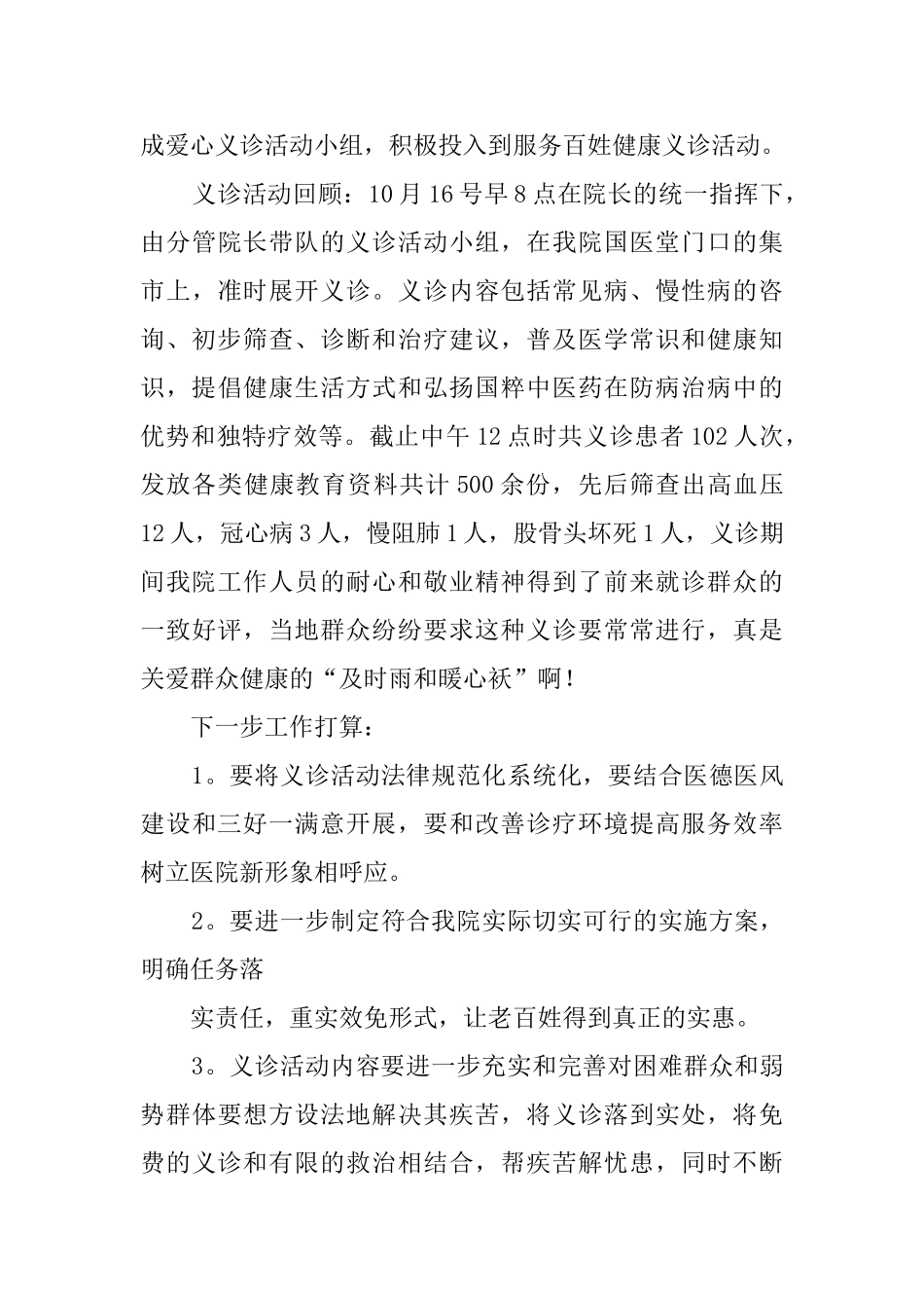 医院义诊活动总结三篇_第3页