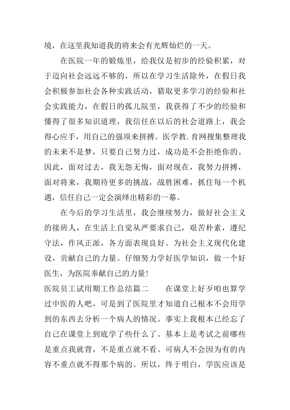 医院员工试用期工作总结_第2页