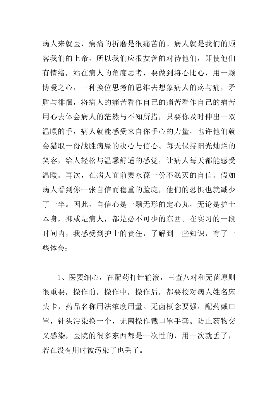 医院实习护士述职报告格式_第2页