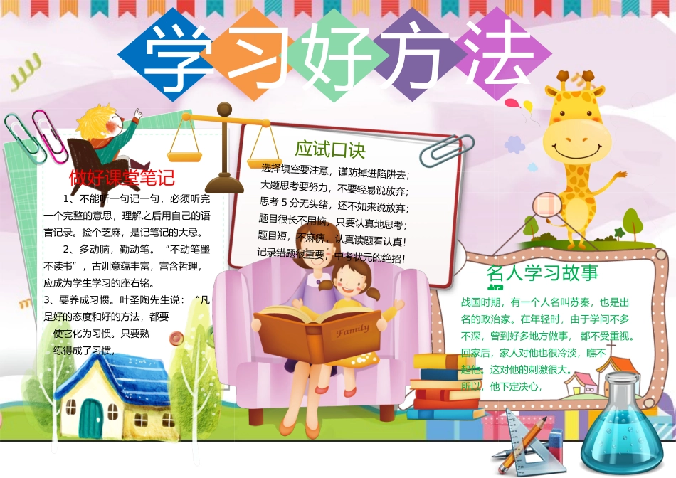 卡通学习好方法小报手抄报Word_第1页