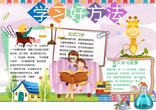 卡通学习好方法小报手抄报Word