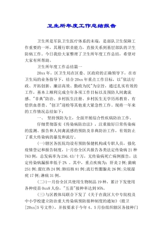 卫生所年度工作总结报告