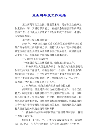 卫生所年度工作总结