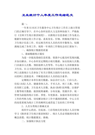 卫生统计个人年度工作总结范文