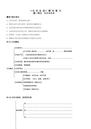 文化生活第一单元　文化与生活