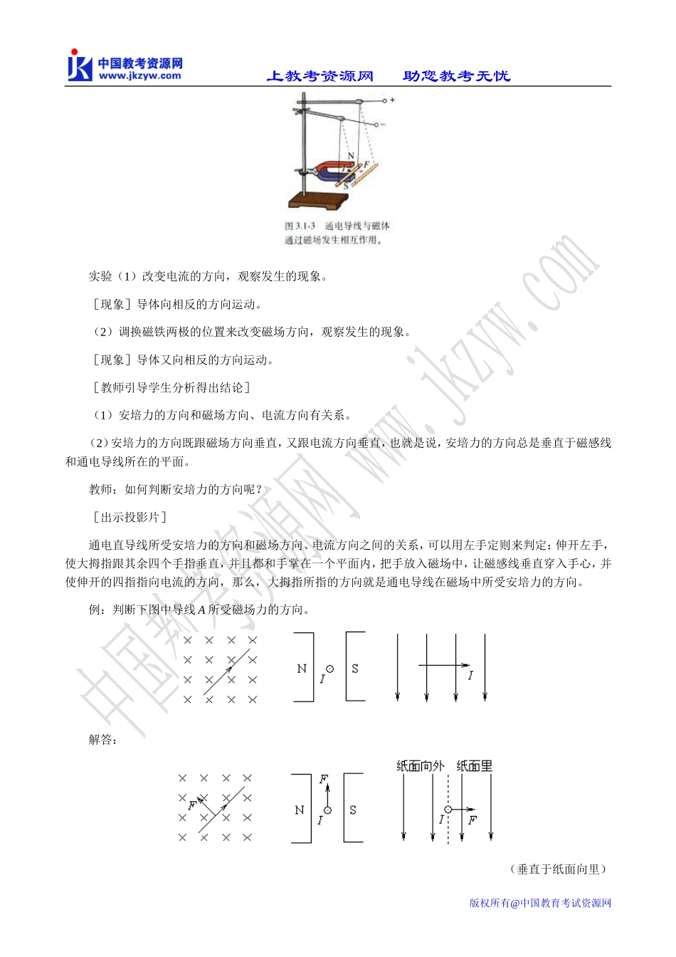 新人教版选修3-1高中物理磁场对通电导线的作用力(1)_第2页