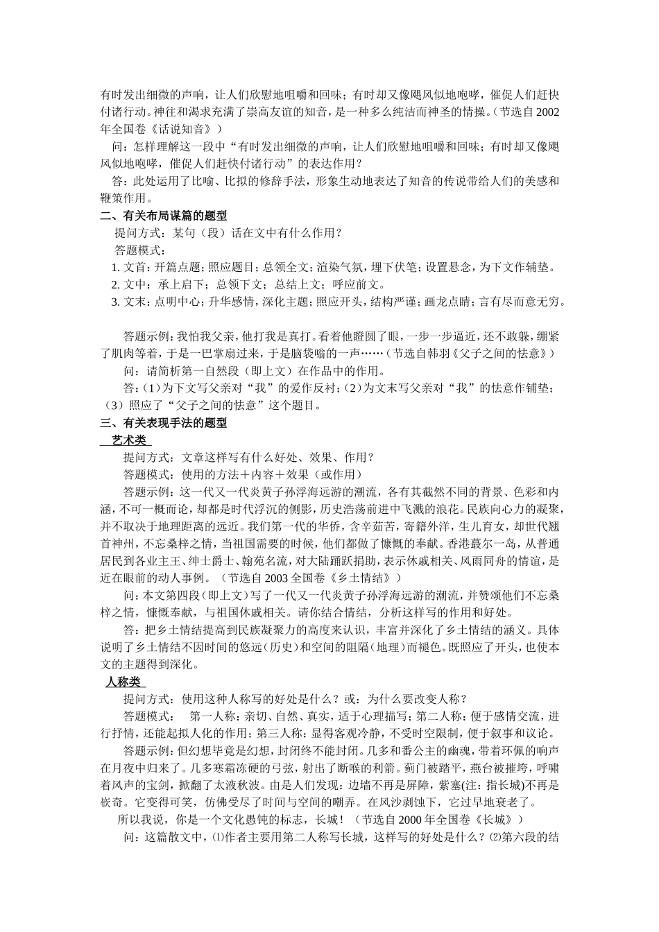 文学作品阅读常见题型及答题模式_第2页