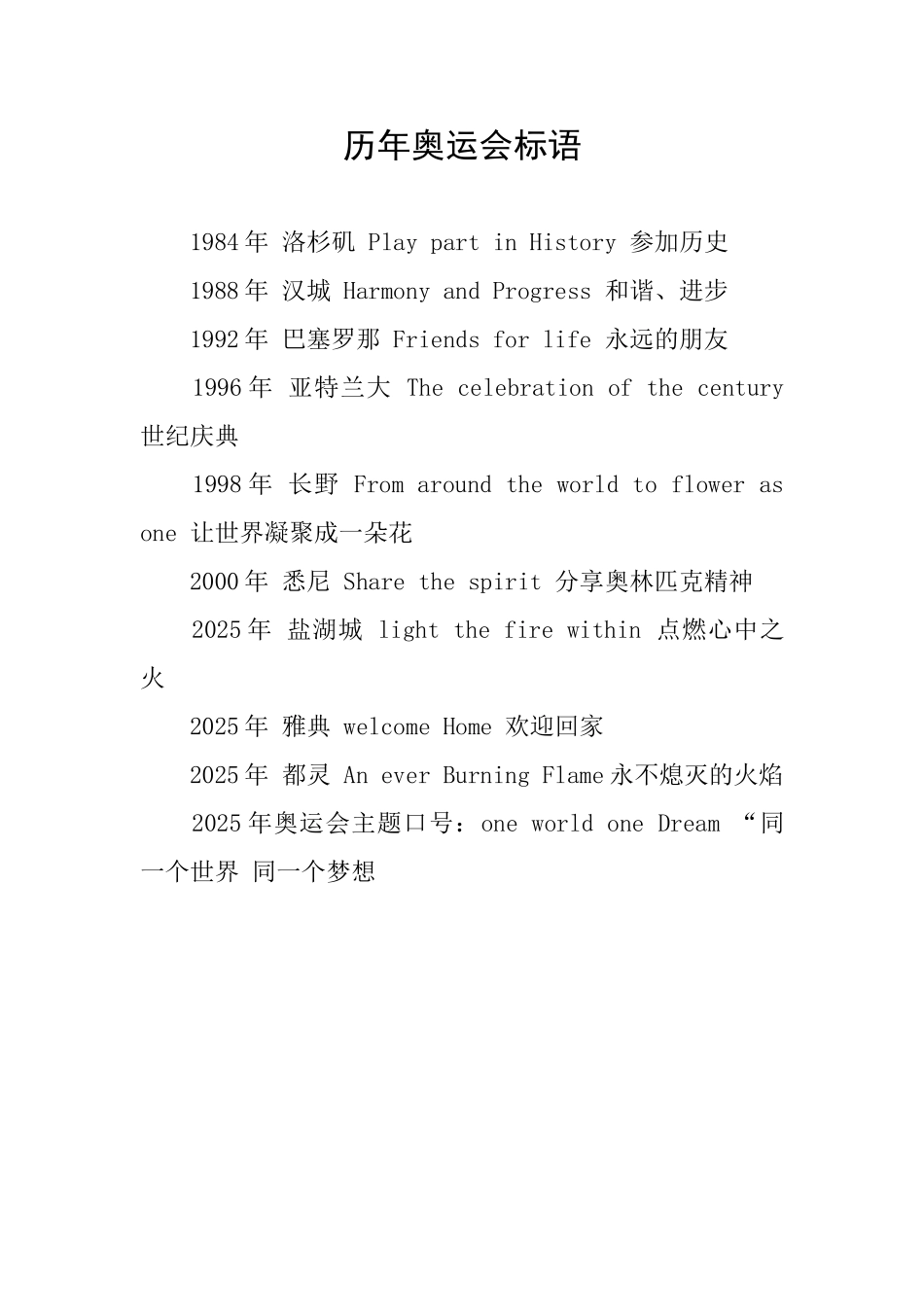 历年奥运会标语_第1页