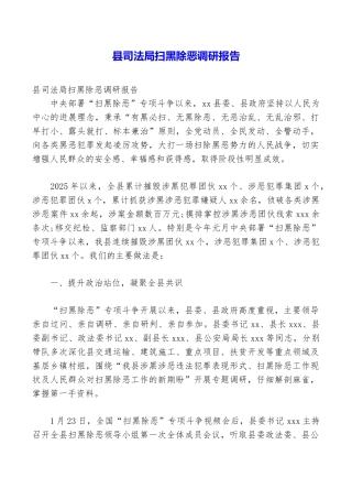县司法局扫黑除恶调研报告