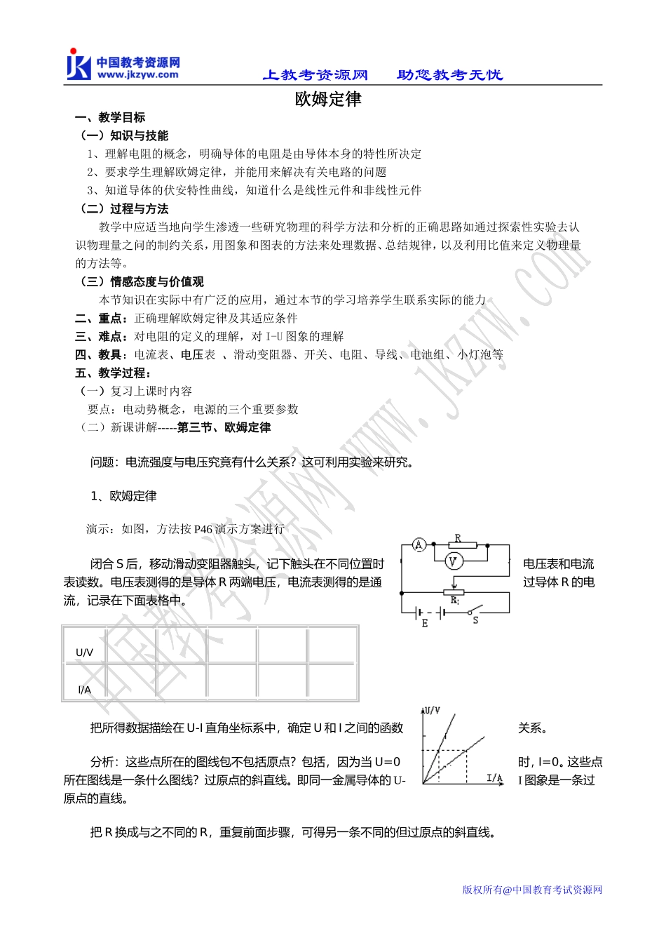 新人教版选修3-1高中物理欧姆定律(1)_第1页