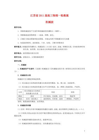 江苏2011届高三一轮教案物理：机械波 新人教版