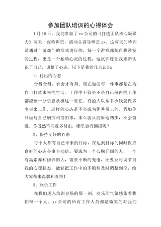 参加团队培训的心得体会