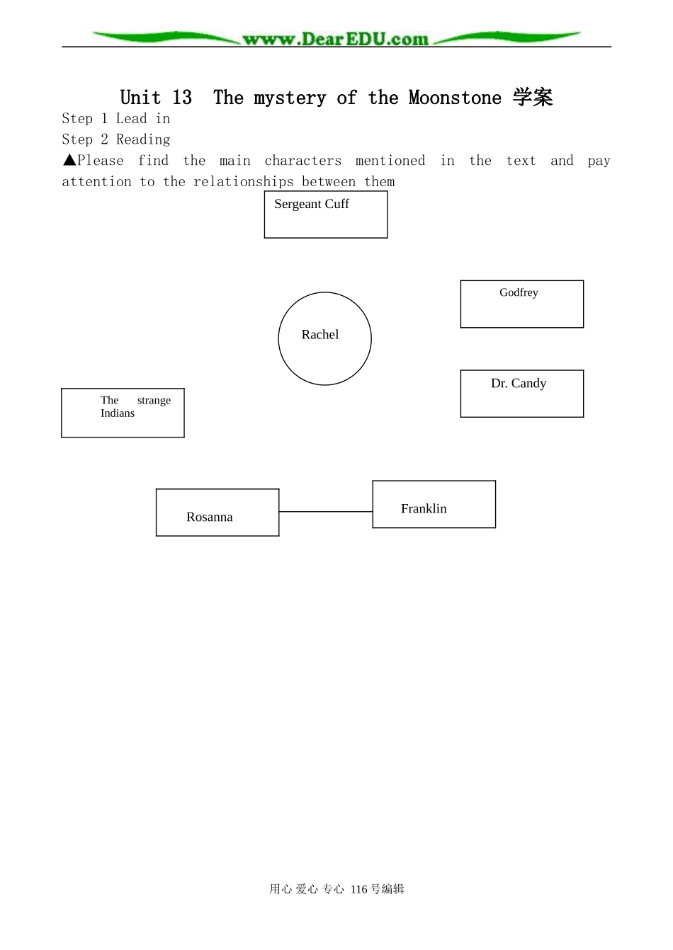 旧人教版第三册高中英语 Unit13  The mystery of the Moonstone 学案_第1页