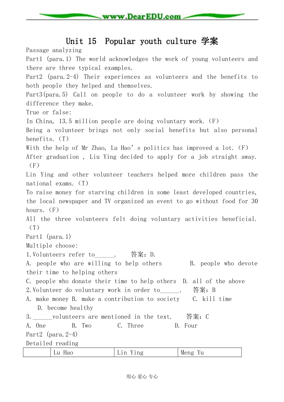 旧人教版高三英语全一册 Unit15 Popular youth culture 学案_第1页