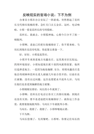 反映现实的官场小说：下不为例