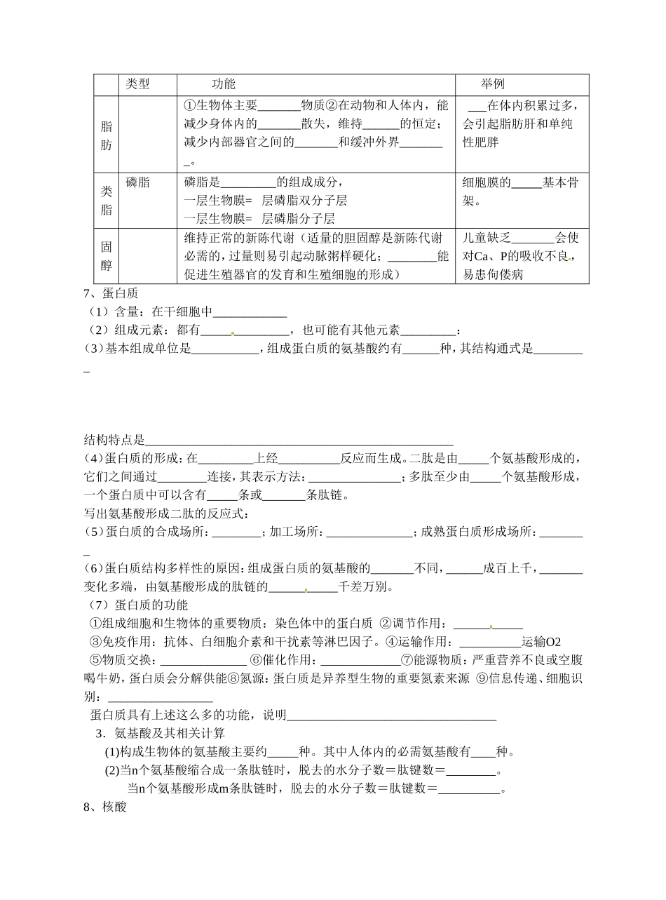旧体系2010届高三生物二轮复习学案——第2讲 生命的物质基础_第2页
